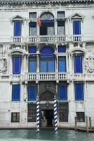 Blue Window Drapes on the Canal
