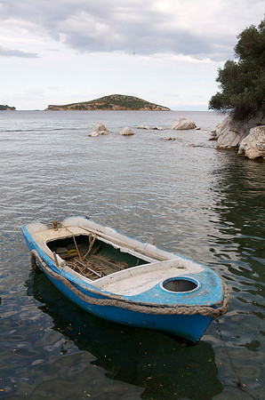 Blue Boat in Skiathos Old Port